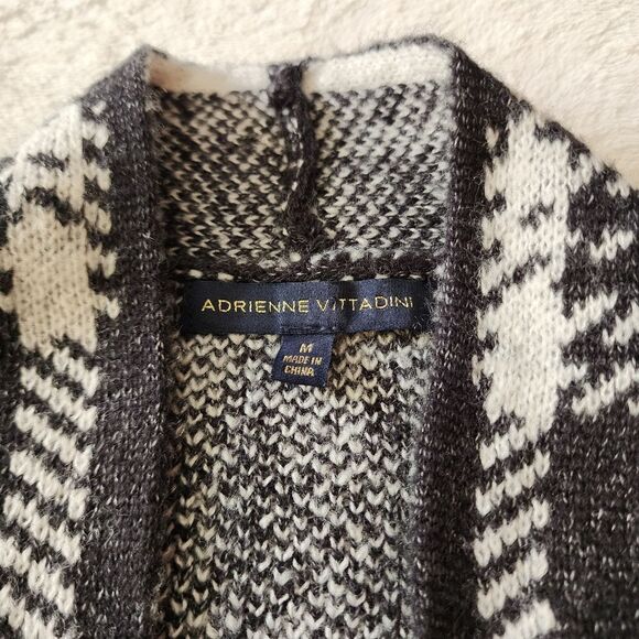 Adrienne Vittadini Open Front Plaid Cardigan Shirt Tail Hem Medium - Picture 4 of 12